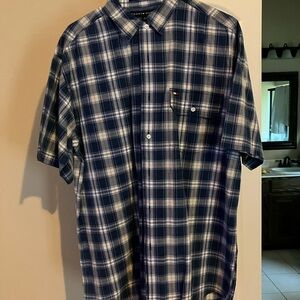 Tommy Hilfiger Men's Navy and White Checkered Shirt